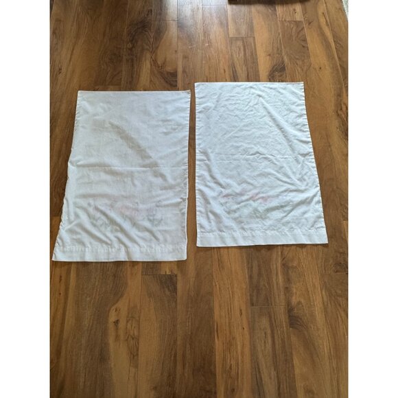 Janlynn Vintage White Embroidered Cotton Pillowcases With Floral & Butterfly - Picture 6 of 9